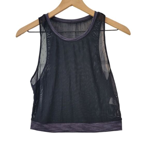 ZYIA Active Calm Luxe High Neck Mesh Tank Top Polka Dot Black Size Large - Picture 1 of 7
